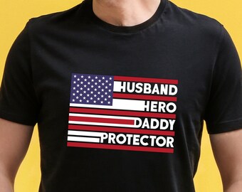 Dad USA Flag T-Shirt, Patriotic Fathers Day Gift