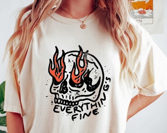 Everything is Fine Skeleton Comfort Colors Oversized T-shirt