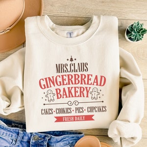 Mrs Claus Gingerbread Christmas Sweatshirt, Christmas Sweat, Christmas, Gingerbread shirt, Womens Christmas Sweater, Christmas sweatshirt