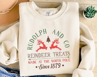 Rudolph Reindeer Christmas Sweatshirt, Retro Holiday Shirt