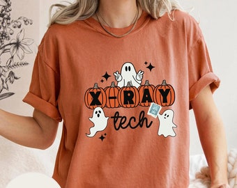 Comfort Colors X-Ray Tech Halloween Shirt: Pumpkin & Ghost Design