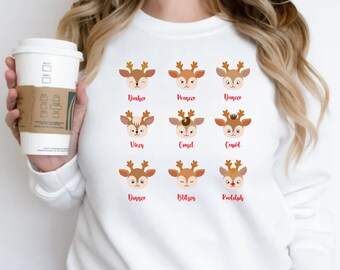 Santa's Reindeer Names Christmas Sweatshirt