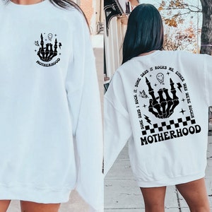 Motherhood Sometimes I Rock It Sometimes It Rocks Me, Double Printed, Rock Shirt, Mama Shirt, Mom Shirt, Women&#39;s T-shirts, Trend Shirt