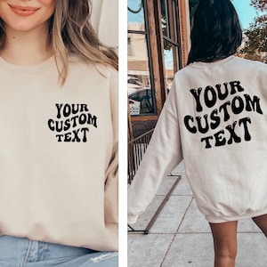 Custom Sweatshirt, Personalized Text Shirt, Custom Wavy Text Sweatshirt, Custom Birthday Gift, Retro Sweatshirt, Custom Quote, Custom Shirt image 2