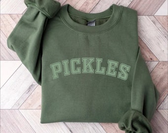 Vintage Collegiate Pickle Sweatshirt, Fun Pickling Season Crewneck