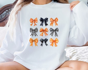Fall Pumpkin Bow Shirt, Coquette Thanksgiving Apparel