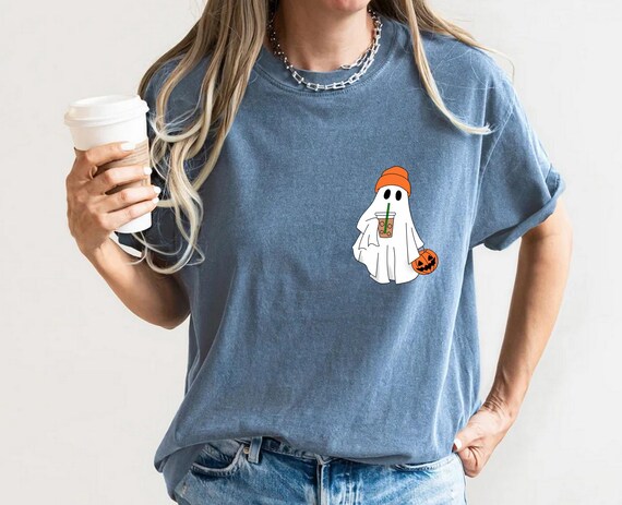 Comfort Colors Ghost Coffee Halloween Shirt, Iced Coffee Boo Tee