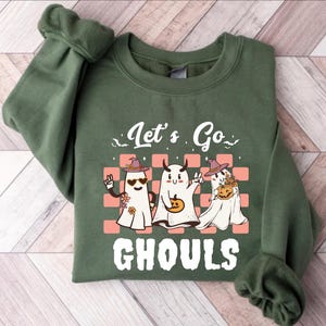 Lets Go Ghouls Sweatshirt, Halloween Sweatshirt , Retro Halloween Sweater Funny, Ghost Halloween Sweatshirt,  Funny Ghost Sweater