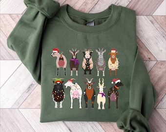 Christmas Goat Sweatshirt, Farm Animal Lover Gift