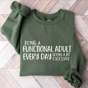 Being A Functional Adult Everyday Seems A Bit Excessive Sweatshirt, Adult Humor Sweater, Day Drinking Sweat, Sarcastic Sweater, Funny Saying