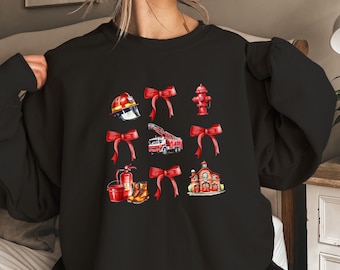 Coquette Firefighter Sweatshirt, Women's Graphic Fire Truck Shirt