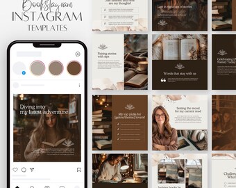 Bookstagram Instagram Templates, Aesthetic Canva Post Kit for Book Lovers, Editable Social Media Graphics for Readers & Book Reviewers