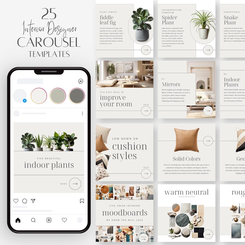 Interior Design Carousel Templates for Instagram, Modern Canva ...
