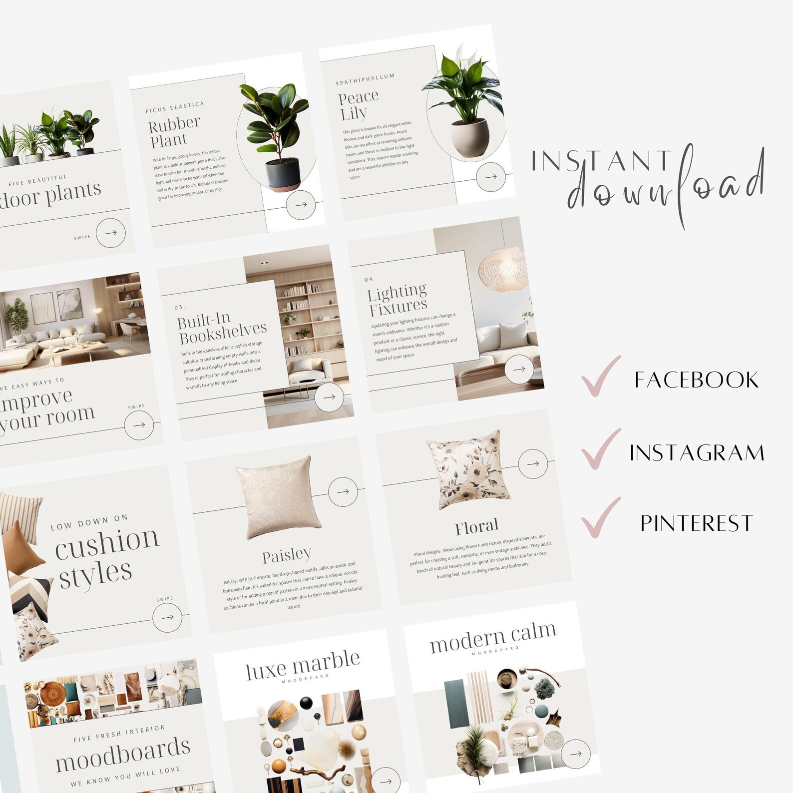 Interior Design Carousel Templates for Instagram, Modern Canva ...