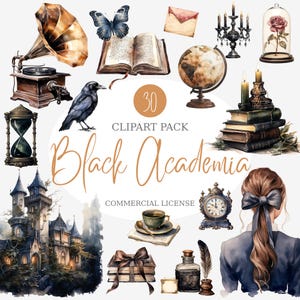 Dark Academia Clipart Pack, Digital Download, Aesthetic Study Stickers, Vintage Book PNGs, Gothic Illustrations, Academic Decor Graphics