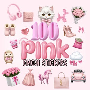 100+ Aesthetic Pink Emoji Stickers | iOS 18 Inspired | Trendy Transparent PNGs for Social Media & Digital Designs | Instant Download
