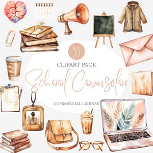 Schul Counselor Clipart-Pack, digitale Aufkleber für Erzieher, Illustrationen zur Unterstützung der psychischen Gesundheit, Beratung Büro Dekor Grafiken