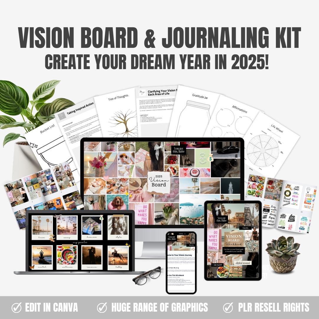 2025 Printable Vision Board Kit | 800+ Aesthetic Photos and ...