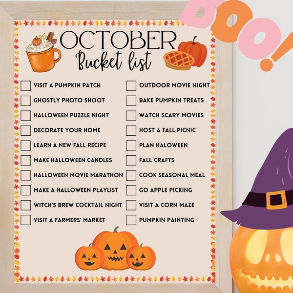 Printable October Bucket List | October To Do List | Halloween Bucket List | Family Fun Ideas | Digital | PDF