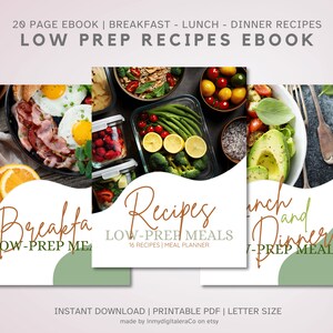 INSTANT DOWNLOAD | Recipe EBook for Health and Nutrition Clients | Low-Prep Easy Recipes | Breakfast, Lunch and Dinner 20 Pages