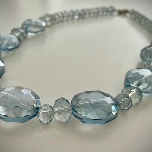 Ice Blue Glass Beaded Necklace