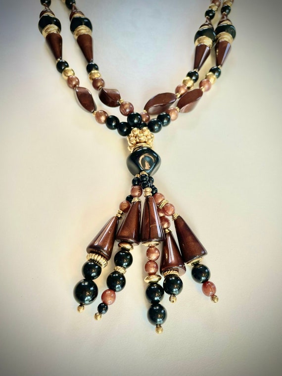 Trifari Large Beaded Necklace in Autumn Colors