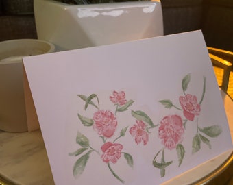 Pink flowers cards. Set of 5 with envelopes