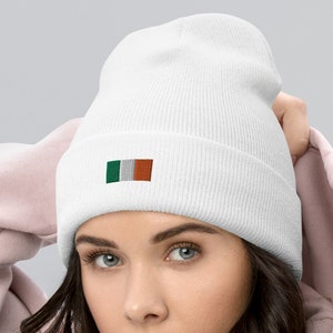 IRELAND Flag EMBROIDERED Unisex Acrylic Cuffed Beanie Irish Heritage Pride Ancestry Winter Hat Multiple Colors