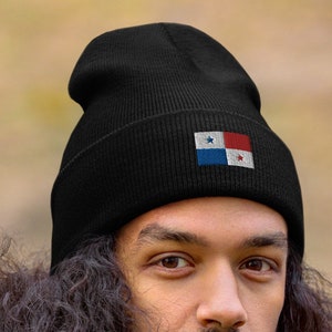 PANAMA Flag EMBROIDERY Unisex Acrylic Cuffed Beanie Panamanian Heritage Pride Ancestry Winter Hat Multiple Colors