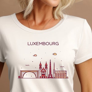 LUXEMBOURG City Skyline Travel Family Roots Heritage Ancestry Pride Unisex Jersey Short Sleeve Graphic Tee T-Shirt