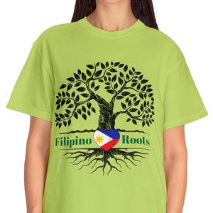 Filipino Roots Family Tree Philippines Flag Ancestry Heritage Country Pride Cotton Unisex Garment-Dyed T-shirt Graphic Tee VARIOUS COLORS