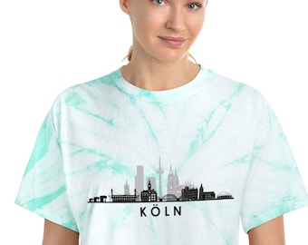 Köln COLOGNE GERMANY City Skyline Silhouette Unisex Tie-Dye Tee Graphic Cotton T-Shirt 4 Colors German Travel