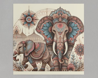 ELEPHANT India Inspired Art 0.75" Lienzo mate estirado Arte de pared Ecológico Decoración del hogar 3 tamaños Regalo amante del elefante