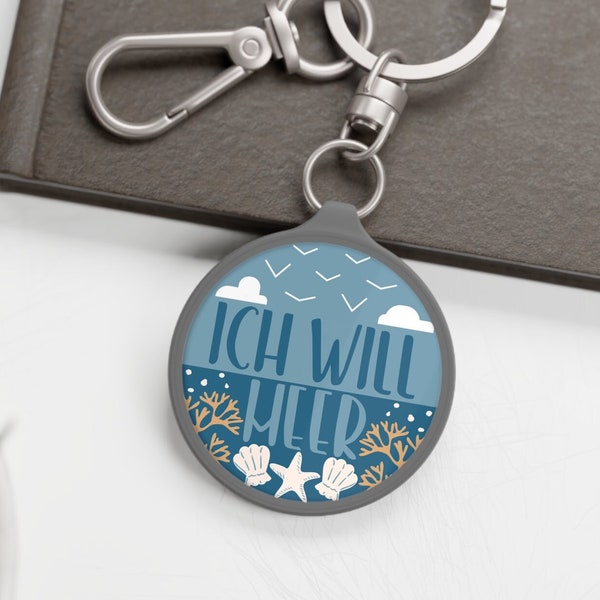 ICH WILL MEER German Sea Love Seaside Round Acrylic Metal Keyring Tag Baggage Luggage Tag Keychain Backpack Charm Travel Accessory Bag Tag