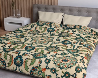 Vintage Arabic Arab Fabric Design Pattern Polyester Woven Microfiber Duvet Cover Zipper Closure Twin Queen King Sizes Bedding Bedroom Decor