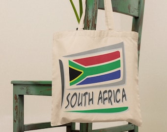 Bandera de SUDÁFRICA Lona de algodón 15 x 16 pulgadas Bolsa de mano Ruanda Apoyo Orgullo Patrimonio Ascendencia Raíces familiares Bolsa de compras Bolsa de libros