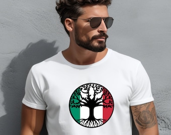 ITALY Flag Family Tree Roots Italian Heritage Ancestry Pride Unisex Jersey Short Sleeve Graphic Tee T-Shirt VARIOUS COLORS