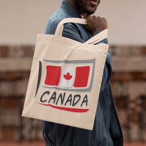 Canada Red Maple Leaf Jumbo Heavy Canvas Tote Bag Reusable