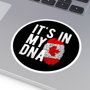 CANADA DNA Flag Canadian Heritage Ancestry Round Water Resistant Vinyl Sticker Indoor Outdoor Car Decal Laptop Sticker Water Bottle Sticker