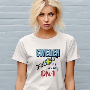 SWEDEN It&#39;s In My DNA Swedish Family Tree Roots Heritage Ancestry Pride Unisex Jersey Short Sleeve Graphic Tee T-Shirt
