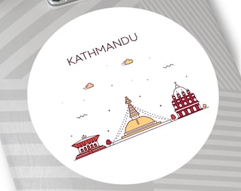 KATHMANDU NEPAL Stadt Skyline Reise Runde wasserfest Vinyl Aufkleber Indoor Outdoor Auto Aufkleber Laptop Aufkleber Wasserflasche Aufkleber