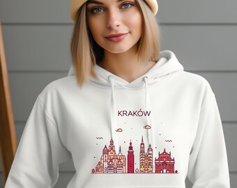 CRACOVIA POLONIA City Skyline Polish Travel Unisex Gildan Heavy Blend™ Sudadera con capucha Sudadera con capucha gráfica Ropa ecológica