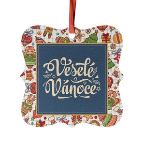 Veselé Vánoce Czech Christmas Square Aluminum Brushed Metal Ornaments (1pc, 5pcs, 10pcs, 20pcs) Holiday Home Decor Christmas Gift