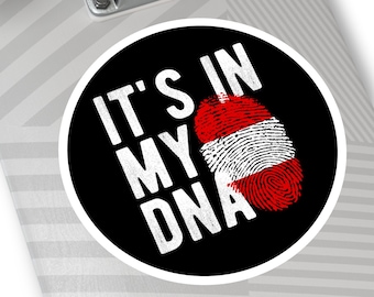 ÖSTERREICH DNA Flagge Österreichisches Erbe Vorfahren Runde Wasserabweisend Vinyl Aufkleber Indoor Outdoor Auto Aufkleber Laptop Aufkleber Wasserflasche Aufkleber
