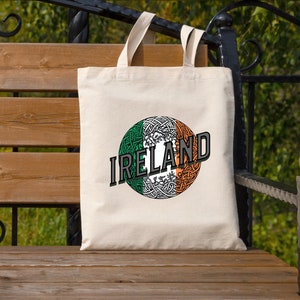 IRELAND Cotton Canvas 15 x 16 Inch Tote Bag Celtic Knot Flag Country Pride Heritage Genealogy Ancestry Family Roots Shopping Bag Book Bag