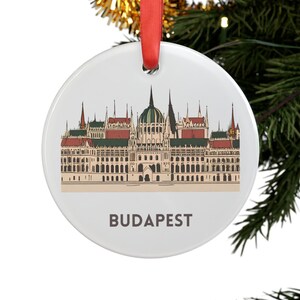 BUDAPESZT WĘGRY Panorama miasta, Węgierska podróżna okrągła akrylowa ozdoba, spersonalizowany prezent, ozdoba choinkowa, prezent świąteczny