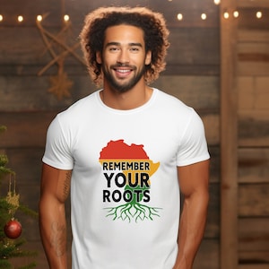 Remember Your Roots AFRICA African American Ancestry Heritage Black History Month Graphic Unisex Jersey Short Sleeve Tee Crewneck T-shirt