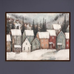 Snowy Norwegian Village Winter Scene Norway Scandinavia Premium Matte Paper Wooden Framed Poster Eco Friendly Art Nordic Home Wall Decor