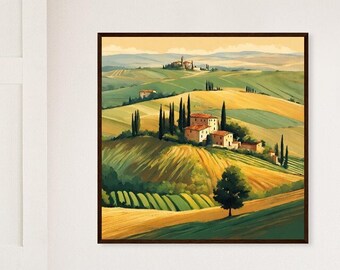 TUSCANY ITALY Rural Italian Landscape Travel Art Premium Matte Paper Dark Pine Wood Wooden Framed Poster Eco Friendly Wall Art Home Decor