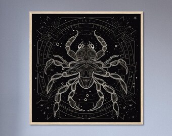 SCORPIO Constellation Stars Astrology Sign Zodiac Premium Matte Paper Wooden Framed Poster White or Natural Pine Frame Wall Art
